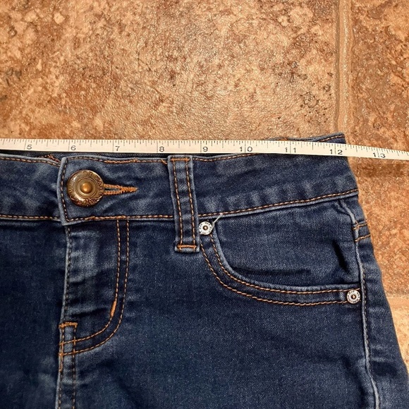 Wax Jean Low Rise Skinny Jeans Dark Wash Distressed Ripped Knee Womens - Picture 4 of 10